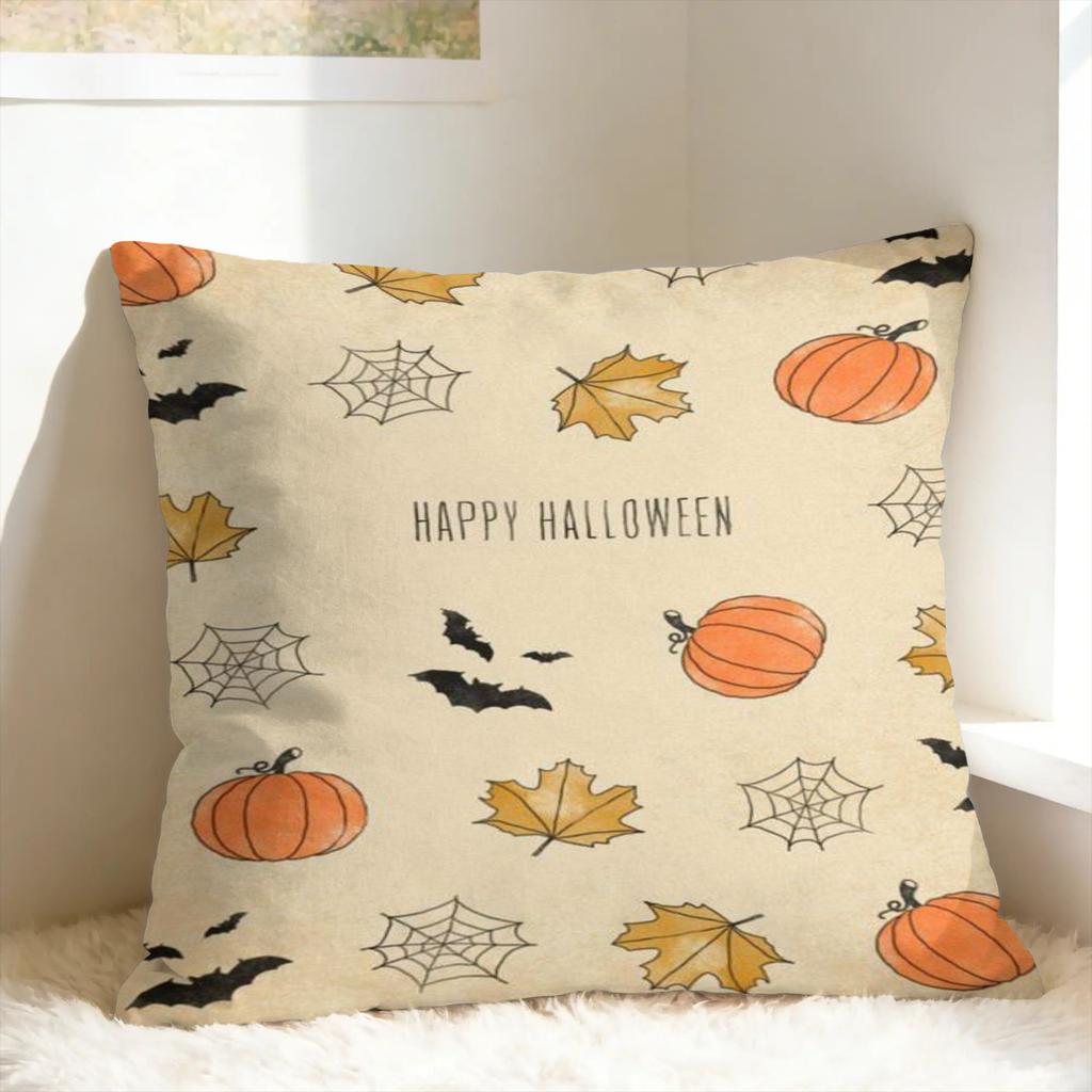 Watercolor Pumpkin Patch Halloween Pillow Case Soft Pillow Cover For Sofa Home Decoration Cute Funny Cushion Cover