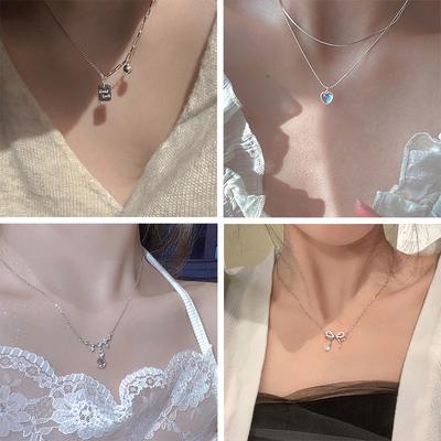Luck Pearl Necklace Female Butterfly Cold Light Luxury Flash Diamond Wind Collarbone Chain