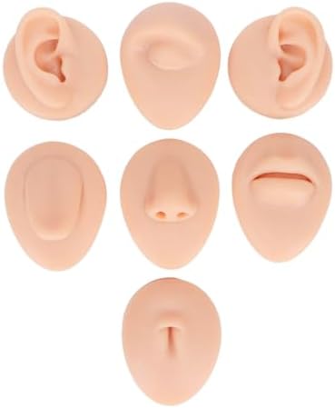 Laroal Körperpiercing-Übungsmodell, Silikon, Nasensimulation, Bauchnabelmodell, Set, Zunge, Mund, Display, Zubehör, Ohr für Anfänger