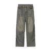 Yadu Unisex Retro Hong Kong Style Washed Denim Pants - Loose Straight Leg Casual Pants