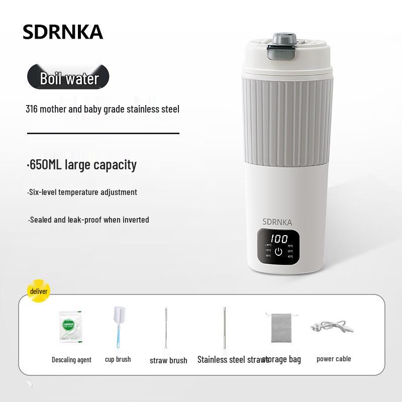 Japan SDRNKA Portable Electric Travel Kettle - Small Insulated Hot Water Boiling Cup