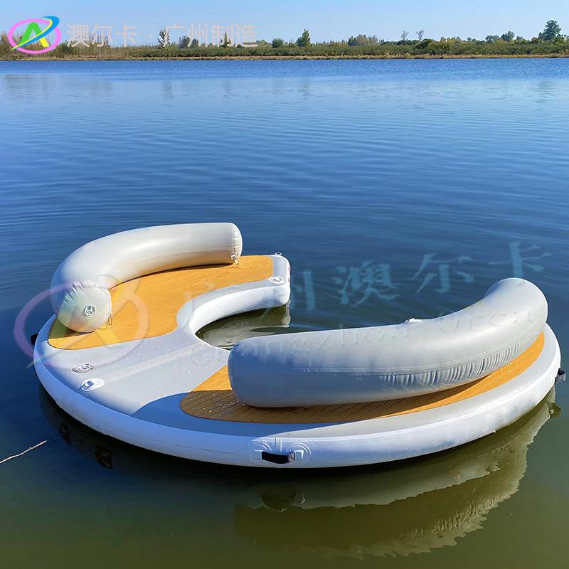 Tapis flottant gonflable Flotteur de piscine multi-personnes Plateforme de fête Chaise longue pliable Raft flottant épaissi Tapis d'eau portable