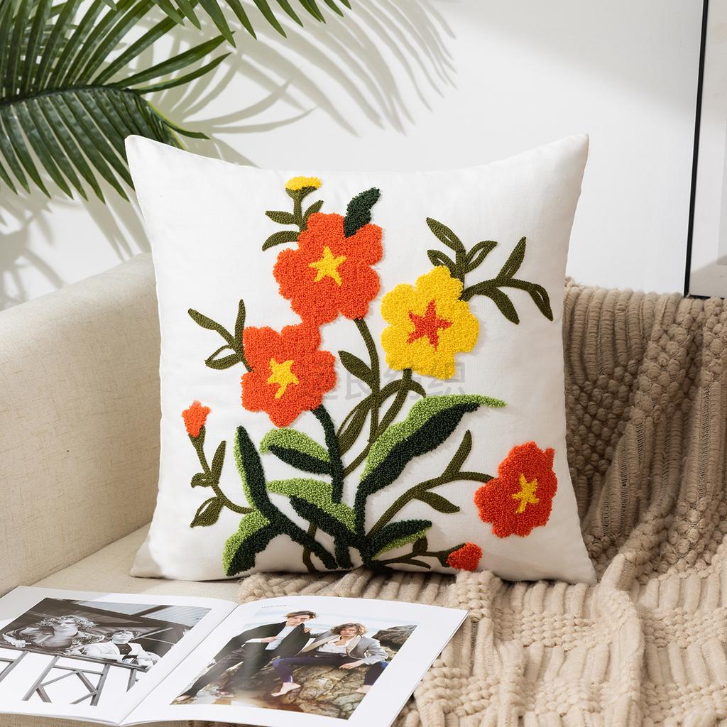 Flower Pillow Cover Does Not Include Core Pastoral Style Home Sofa Pillow Bedside Cushion Office Waist Pillow Quilt