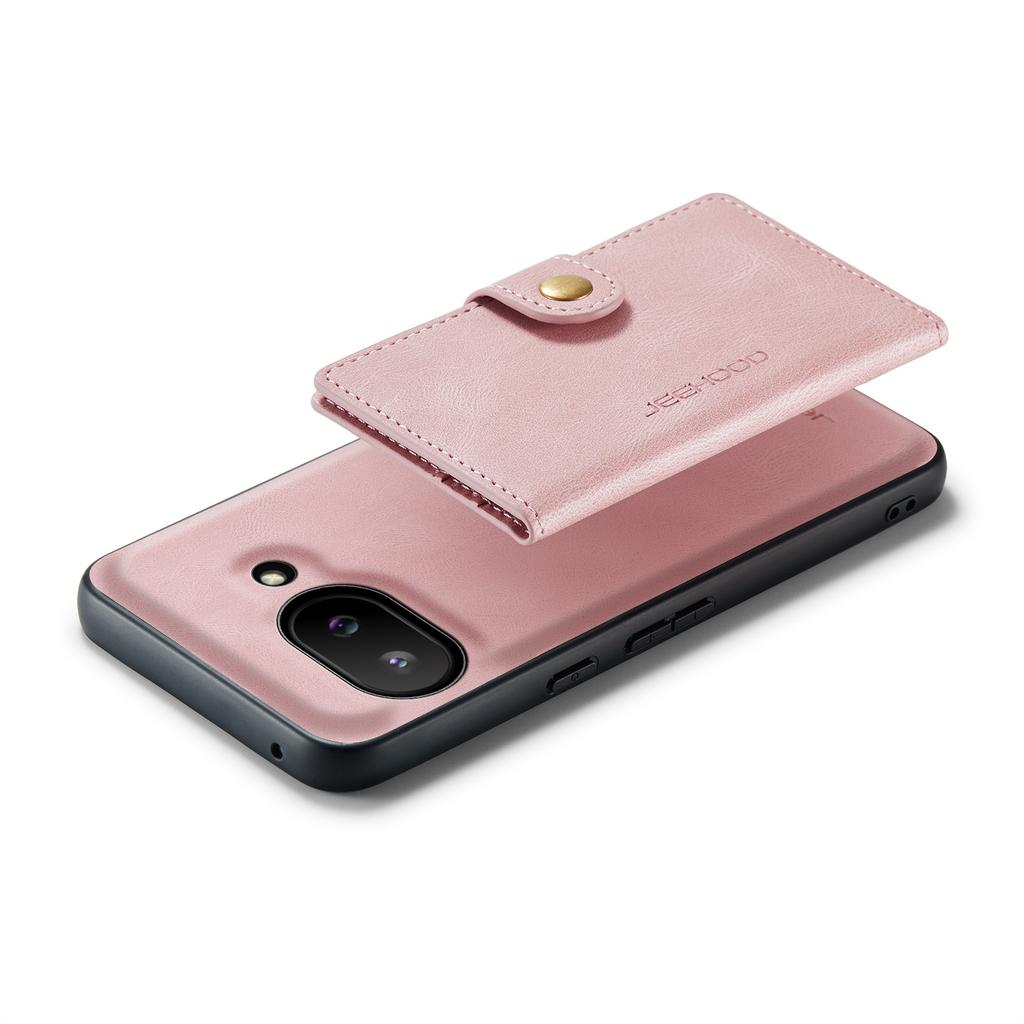 For Google Pixel 9a Case JEEHOOD J01 Retro Leather Phone Back Cover with Detachable Magnetic Card Holder
