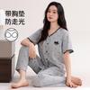 Class A antibacterial women's new modal pajamas with chest pads summer short-sleeved trousers loose casual thin loungewear