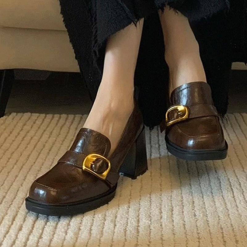 Fashion High Heels Women Mary Jance Shoes Dress Fashion Lolita Leather Shoes Chunky Designer Woman Pumps 2025 Summer New Zapatos Mujer