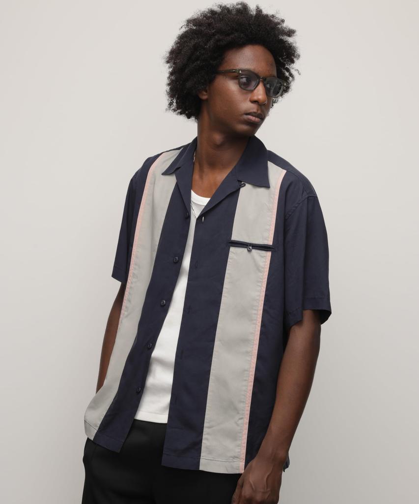 Schott LYOCELL SHIRT 50's 2TONE Lyocell Shirt, 50's 2-Tone, Men's, Size S (120), Navy, 782-4123020