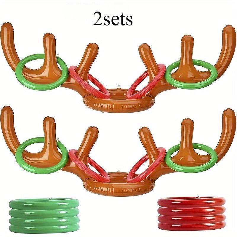 Inflatable Reindeer Antler Ring Toss Game Set - Perfect for Christmas, Halloween & Easter Parties - PVC Material, Excluding Pump