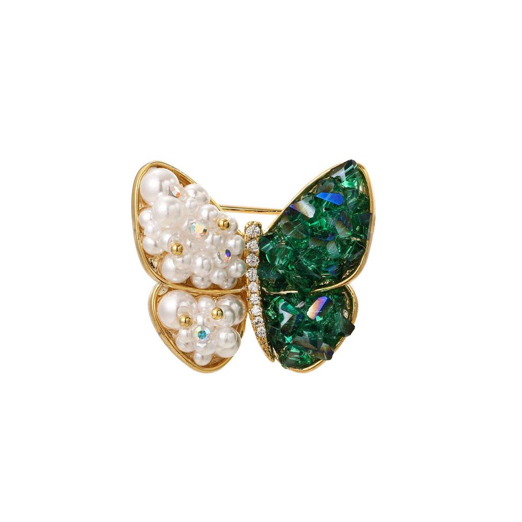 Snowflake & Butterfly Zircon Brooch with Freshwater Pearl for Women's Korean Style Suit Coat