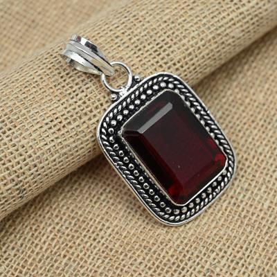Roter Granat Edelstein 925 Sterling Silber handgefertigter Schmuck Damen Anhänger
