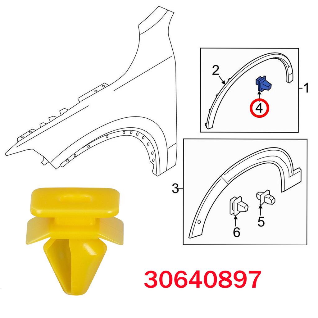 30640897 30622764 Side Body Moulding Retainer Clip Wheel Arch Trim Clips Side Skirt Fastener FOR Volvo V60 XC60 XC90