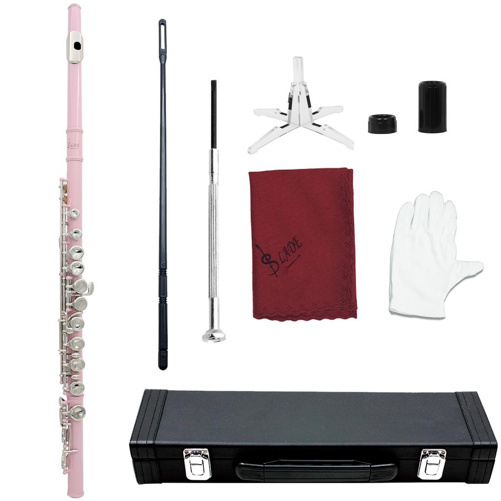 16 Closed Holes Flute C Key Pink Body Flute with E Key Professional Woodwind Instruments Transverse Flute for Musical Lover