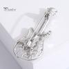 Retro Versatile Ladies Brooch Exquisite Rhinestone-studded Guitar Design Hollow Collar Corsage Buckle Pin Brooch