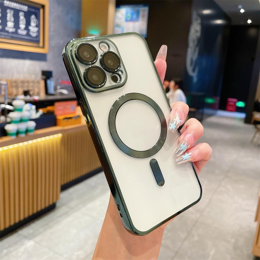 For Apple 16 Electroplated Magnetic Protective Mirror for IPhone 15 PROMAX Phone Case Transparent 12/13