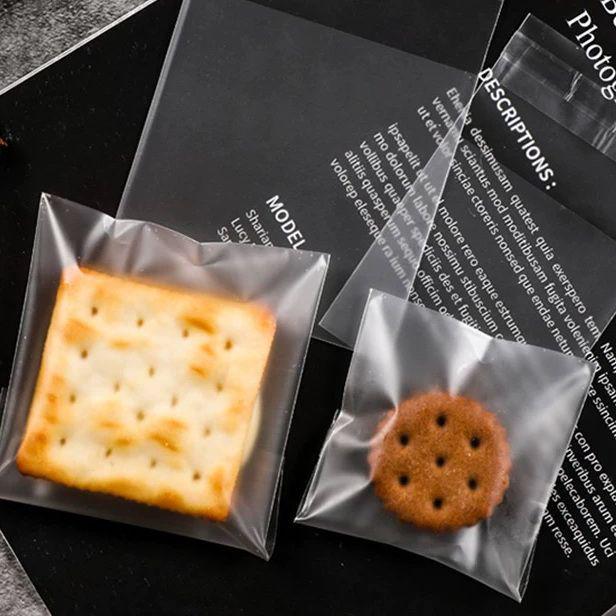 Frosted Translucent Self-Sealing Bags for Baking: 100-Pack for Cookies, Biscuits, and Mooncakes