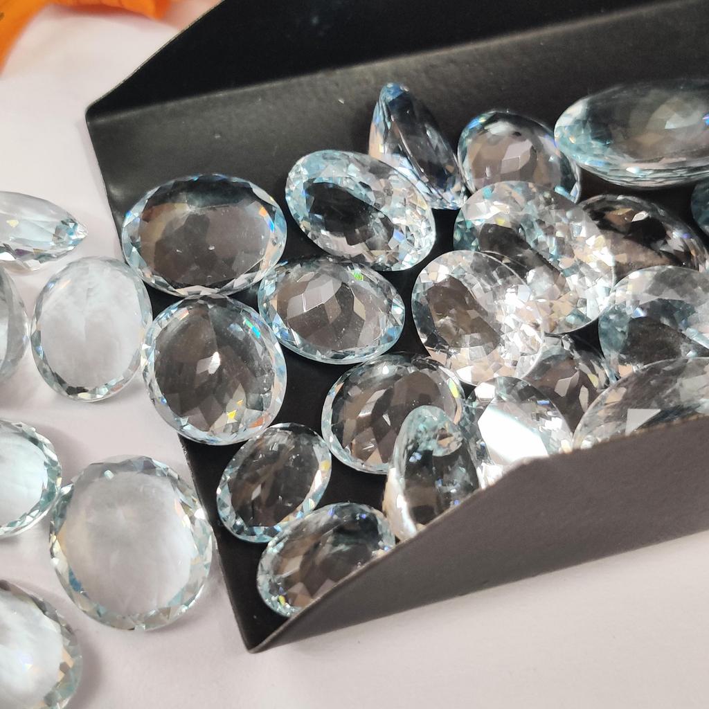 Natural Aquamarine Oval Cut Gemstone Lot, Calibrated Size Aquamarine Gemstone Lot, All Size Aquamarine Faceted Gemstone For Jewelry Making.