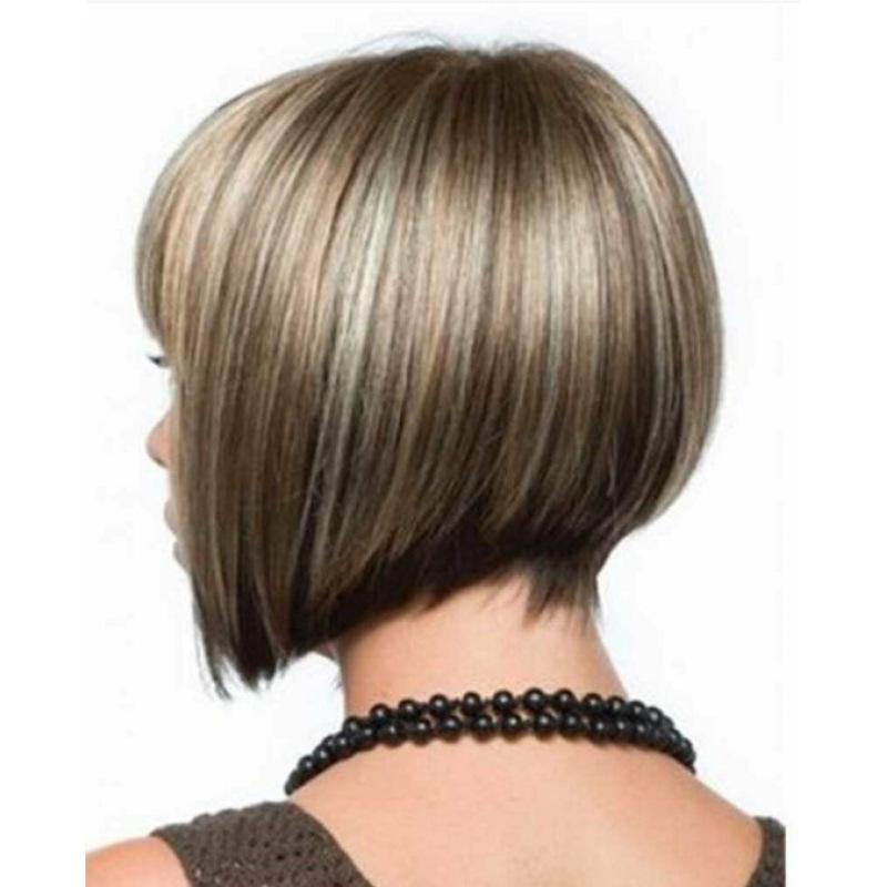 Peruki damskie Syntetyczne Mieszane Blond Brązowe Krótkie Peruki Naturalne Panie Prosto Bob Fryzura Żaroodporne Włosy