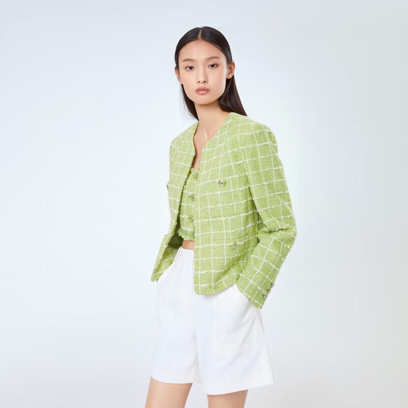 

Куртка с V-образным вырезом в итальянскую клетку, одобренная знаменитостью XS