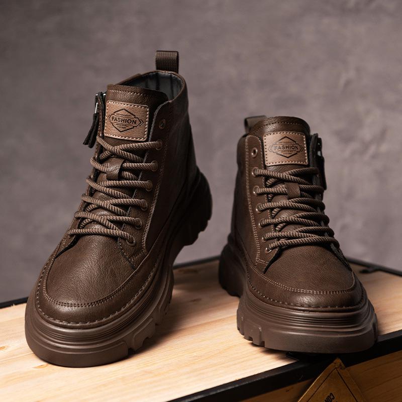 Men's Retro High-Top Work Boots: 2025 Autumn/Winter Thick-Soled Casual Martin Boots