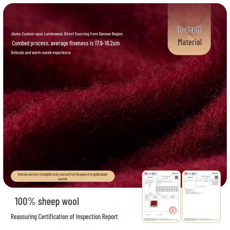 JIUMU Women's Pure Wool Red Scarf & Shawl Gift Box