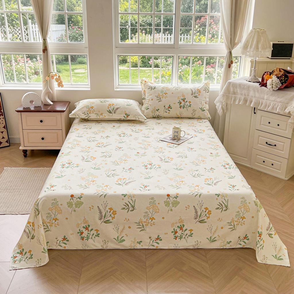 Active Print Pure Cotton Bed Sheets - Simple Style for Dormitory, Home, Single & Double Beds