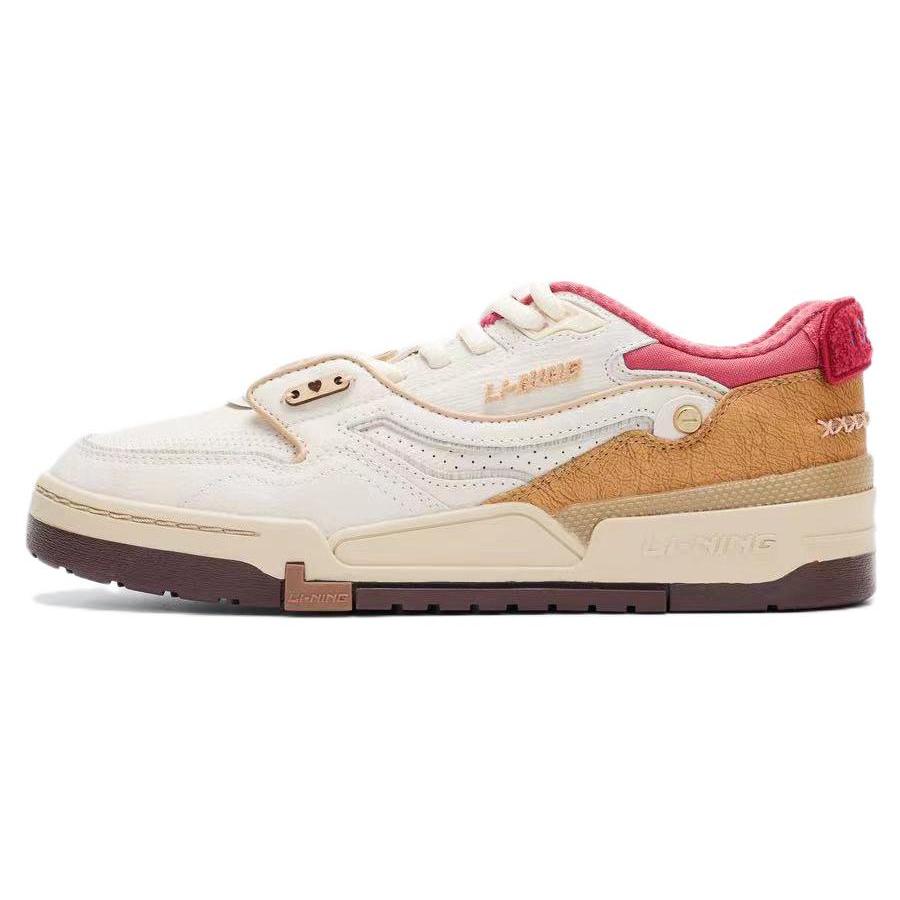 

New Disney x LiNing 001 BTC Anti Slip Wear Resistant Low Top Skateboard Shoes Men s White Brown AGCS217-1 42