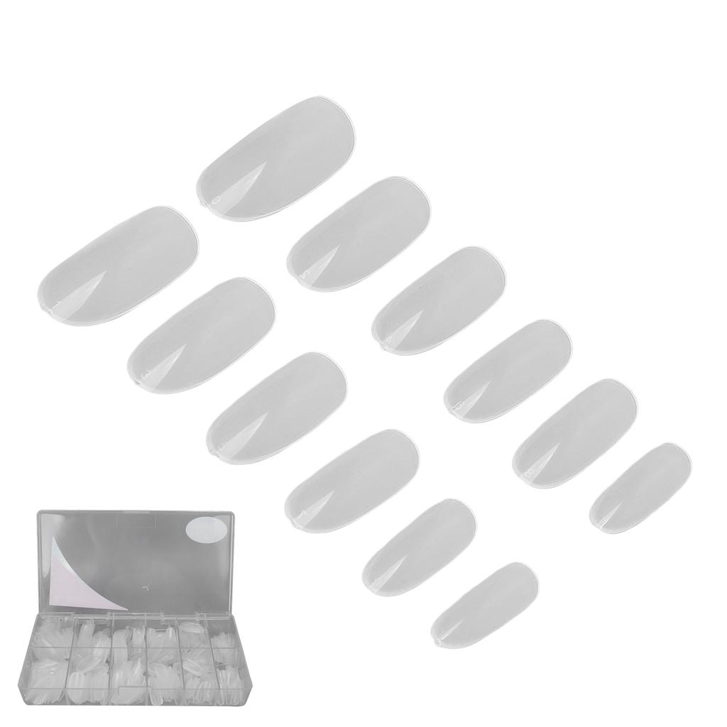 504pcs Extra Long False Nail Tips Frosted Oval Thin Full Cover Transparent Artificial Nails Tips
