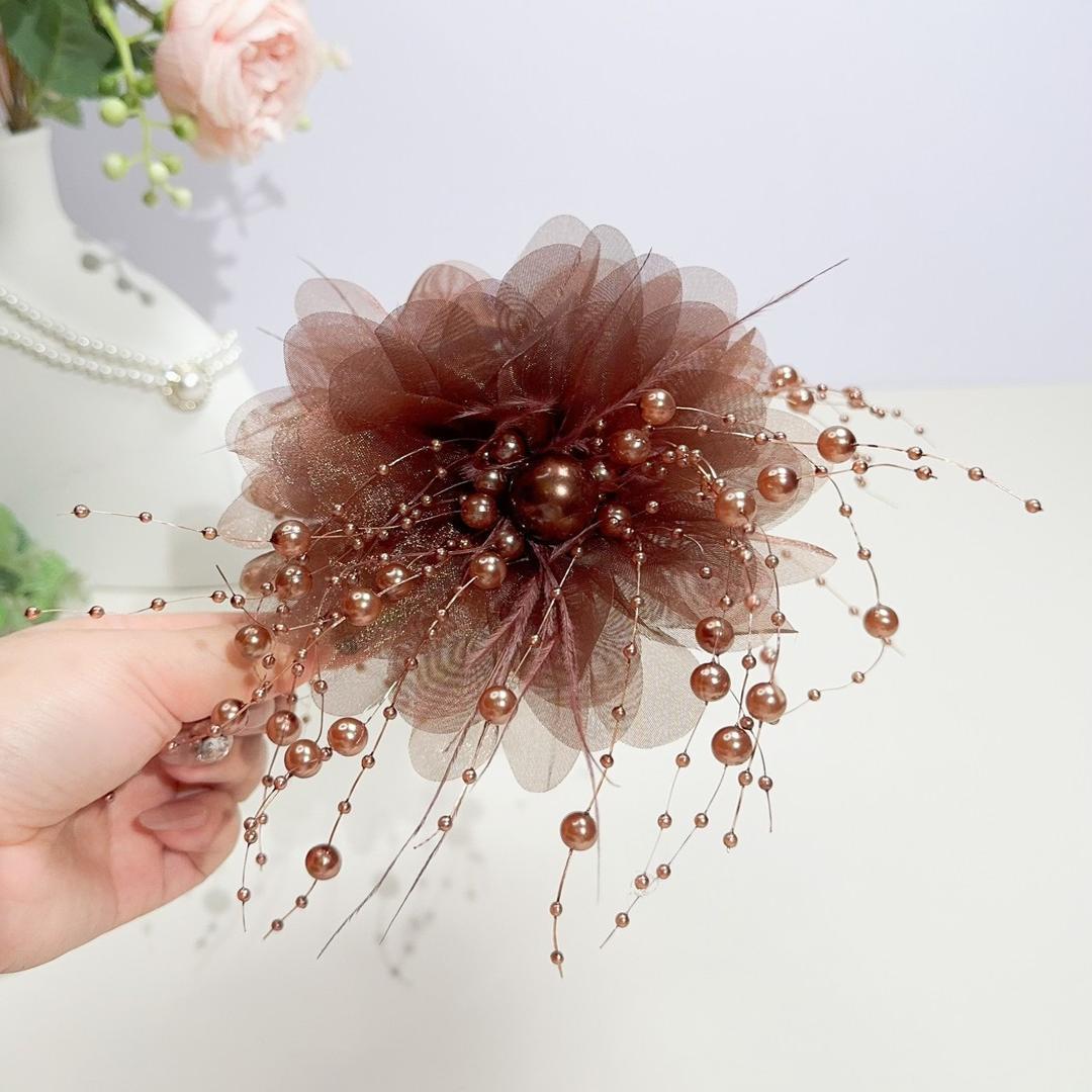 

Заколка для волос в корейском стиле ручной работы с кисточкой из перьев и цветов