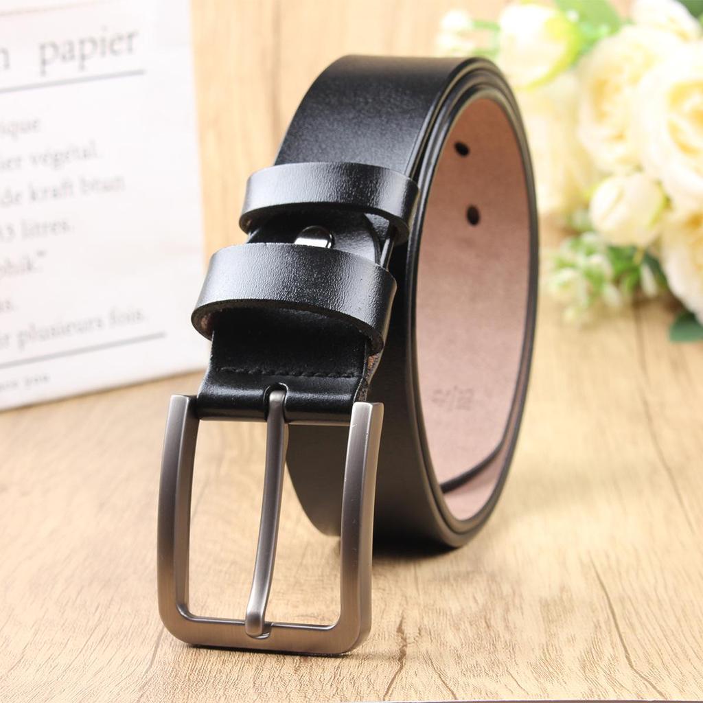 Men's Genuine Leather Casual Belt with Pin Buckle - Full Cowhide Waistband