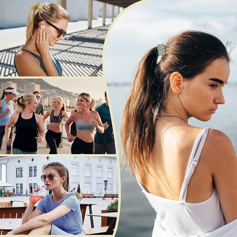 4 buc Suporturi de Coadă de Cal cu Paiete Elastice Strass Bandă de Păr Culoare Multiplă Elastice de Păr Accesorii de Păr pentru Femei