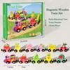 Montessori Magnetic Wooden Train Toys Early Educational Cognition Color Toy Learning Cars Animal Fruits Puzzle Train Set For Kid