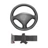 For Peugeot 307 2001-2008 307 SW 2005-2008 Car Accessories Black-red Perforated-Microfiber Leather Steering Wheel Cover Trim