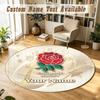 Round Rug Custom NameEngland Rugby Pattern Non Slip Carpet Home Floor Decor
