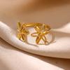 New Gold Color Rings For Women Geometric Flower Minimalist Stainless Steel Anillos Waterproof Butterfly Jewelry Elegant Her Gift