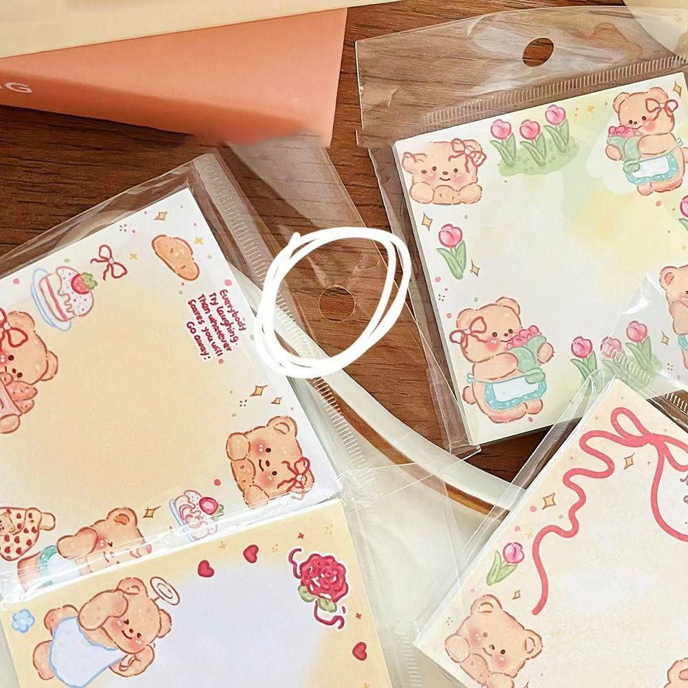 Cute Cartoon Animal Decorative Sticker Original Message Paper Butter Bear Sticky Note  Notebook