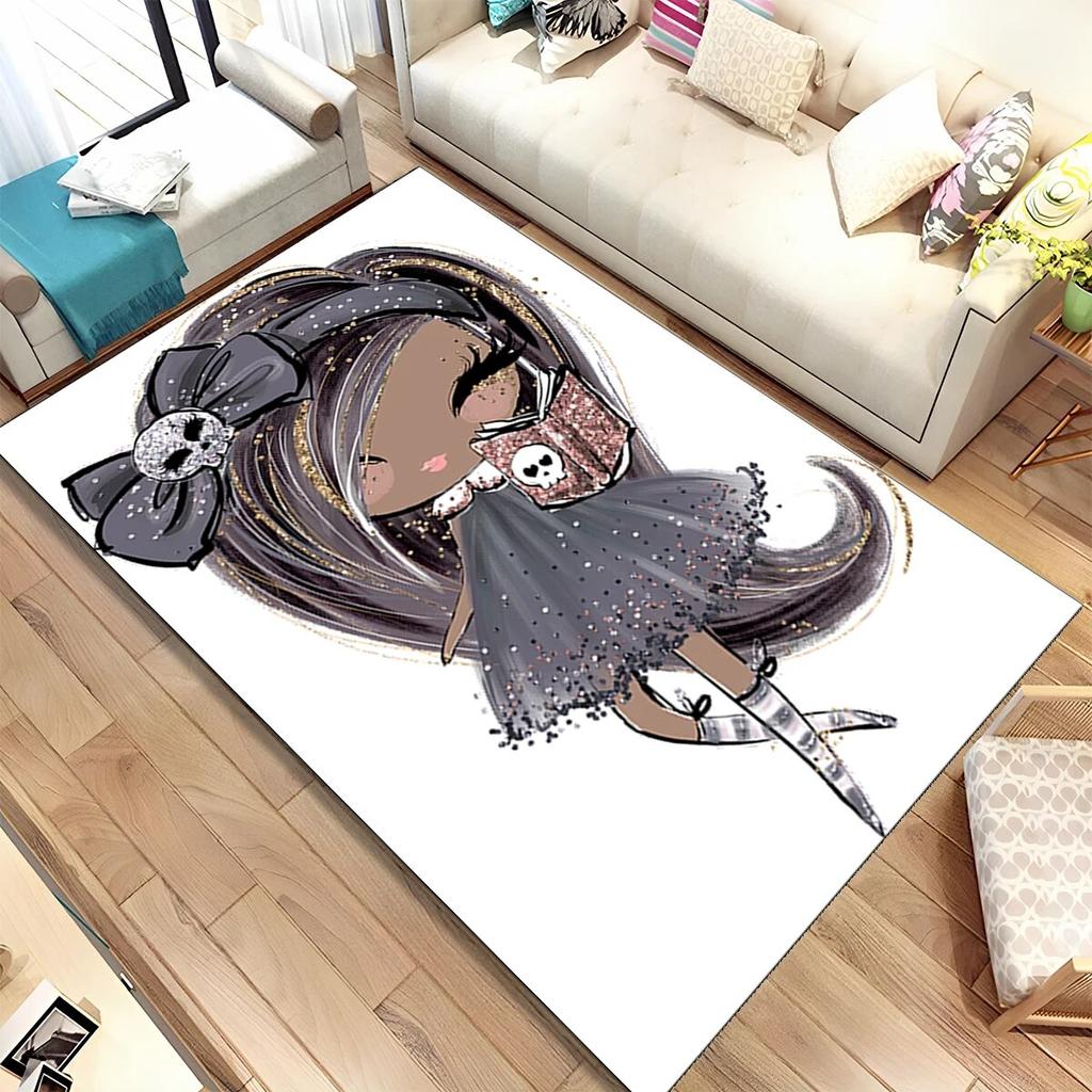 Niedlicher Ballett-Mädchen-Ballerina-Fee-Cartoon-Teppich, Teppich für Zuhause, Wohnzimmer, Schlafzimmer, Sofa, Fußmatte, Dekor, rutschfeste Bodenmatte für Kinder