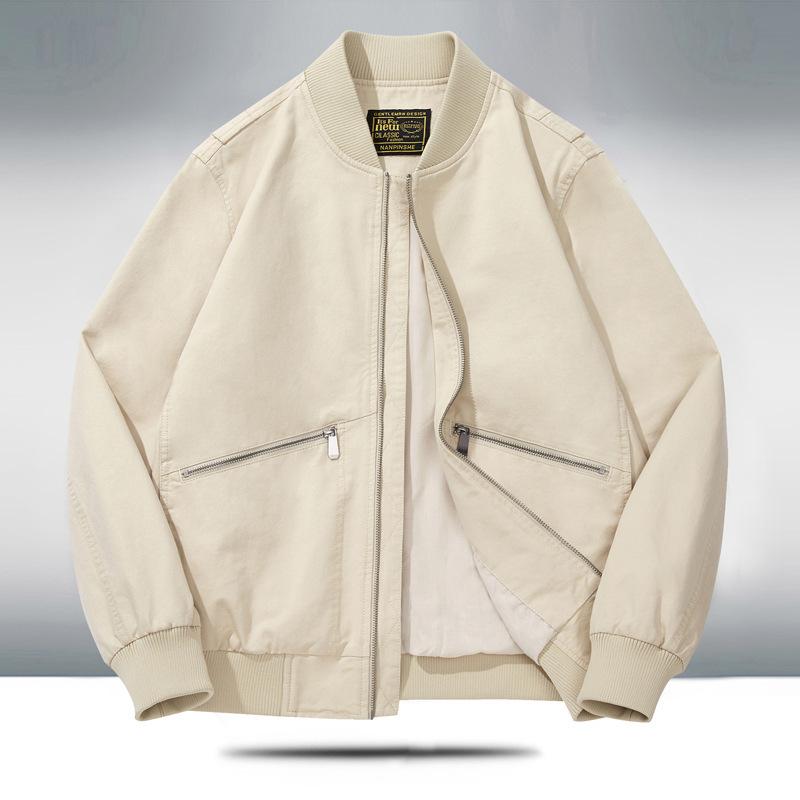 Spring and Autumn New Men's Washed Casual Jacket Loose Plus Size Fashion Washed Collar Flying Jacket