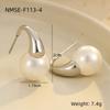 GEMCHIC Women's Elegant Faux Pearl Drop Earrings Stainless Steel Gold Silver Plated Hoop Dangle Jewelry for Wedding Party