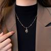 Vintage Maillard Oval Tiger's Eye Beaded Necklace Accessories Women's Fashion Sweater Chain Necklace
