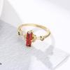 Elegant Vintage Red Zircon Ring Gold Color Leaf Rings For Women Retro Inspired Statement Party Jewelry Gifts For Daily Wear