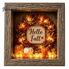 Handmade Halloween Room Decorations DIY Shadow Box Night Light Kit, 8.5 Inch Wooden Frame LED Craft Set with Fall Home Decor Projects Luminous Stones