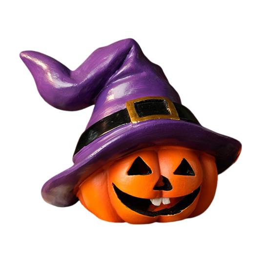 Indoor Outdoor Halloween Pumpkin Ornament Witch Hat Design Retro Cute Pumpkin Figurine Table Festival Decoration