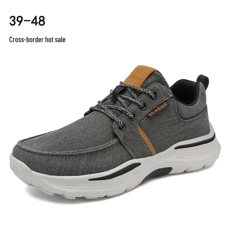 Men's Wide Fit Canvas Lace-up Loafers with Thick Sole for Outdoor Sports