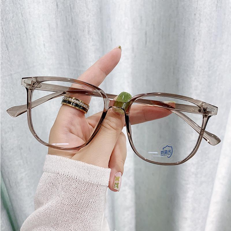 Korean Style Anti-Blue Light Glasses for Large Face - No Makeup Slimming Square Frame