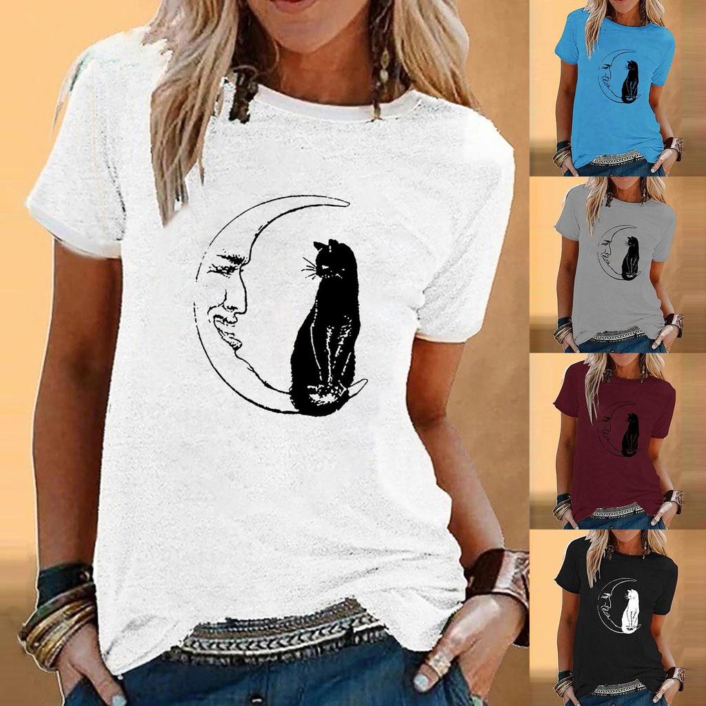 Women Tie-dye  Fashion Printed Colorful  Short Sleeve   Blouse Tops