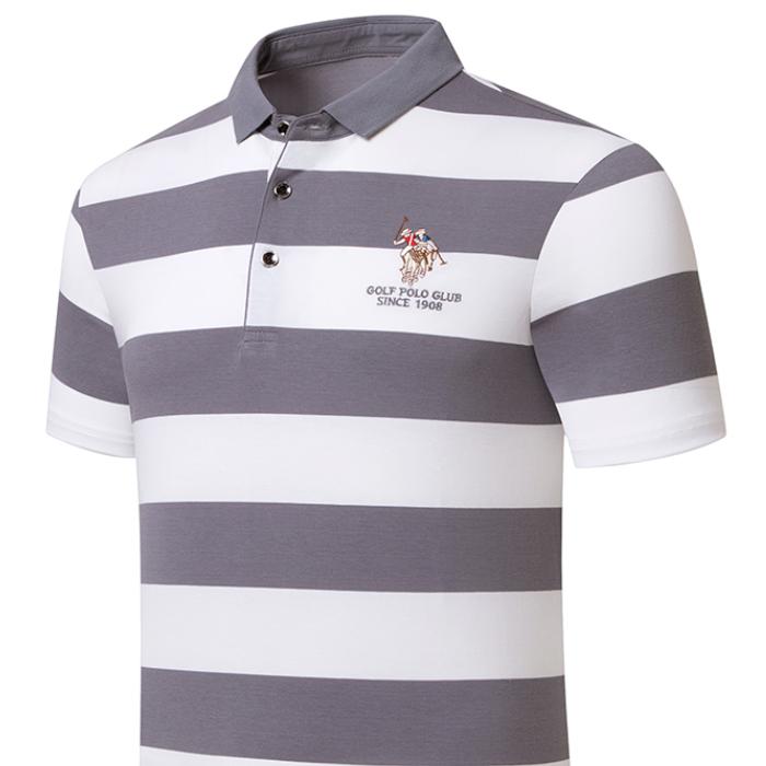 Tricou polo pentru bărbați, de vară, cu mânecă scurtă, brodat, lejer, cu dungi