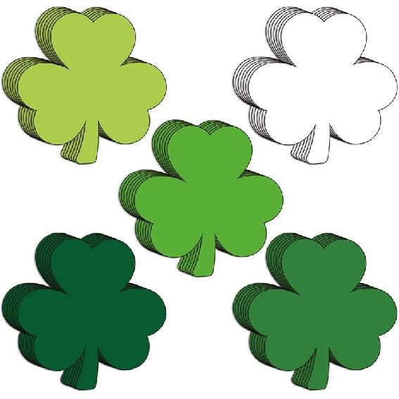 Whaline 45Pcs St. Patrick's Day Shamrock Cutouts 5.9 Inch Gradient Green Clover Shape Cut Outs Large Creative Assorted Paper Cut-Outs for Irish
