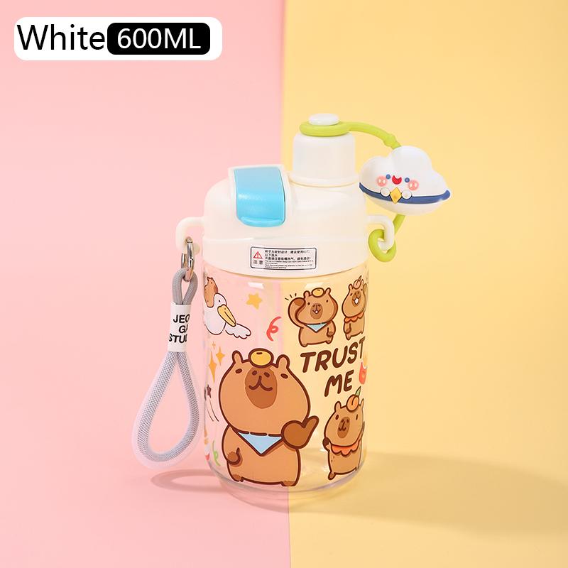 2025 New Capybara Large Water Bottle BPA Free Leak Proof Sports Straw Cup for Gym School Travel Kids Students Outdoor