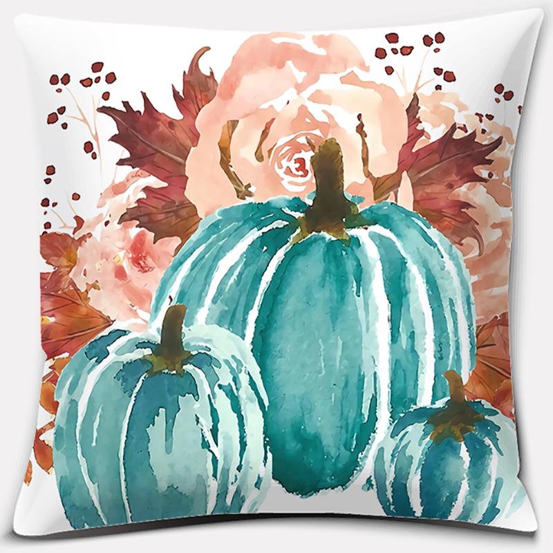 Pumpkin Halloween Thanksgiving Printing Series Pattern Pillowcase Square Pillowcase Home Office Decoration Pillowcase