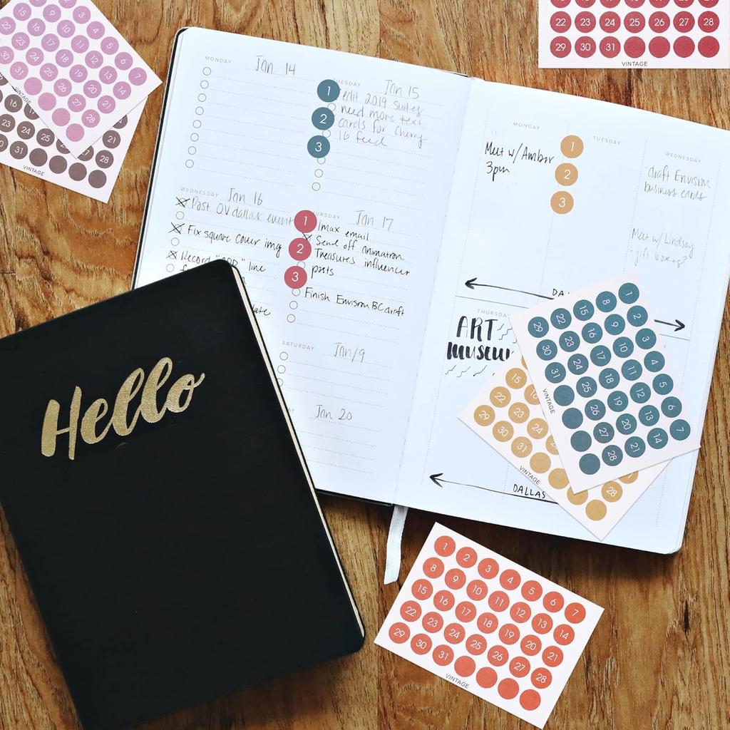 Planner Stickers 12 Date Dot Index Number  journaling Stickers for to Do Lists Planner Accessories(420 Pieces)